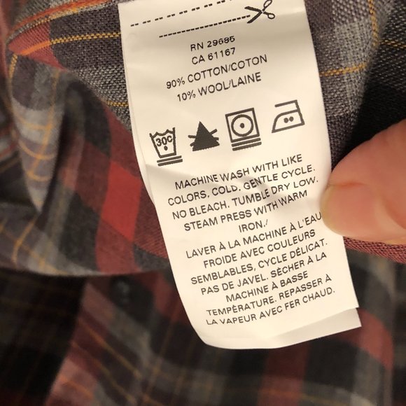 Pendleton Landry rust and gray plaid button up shirt, L - Picture 6 of 11